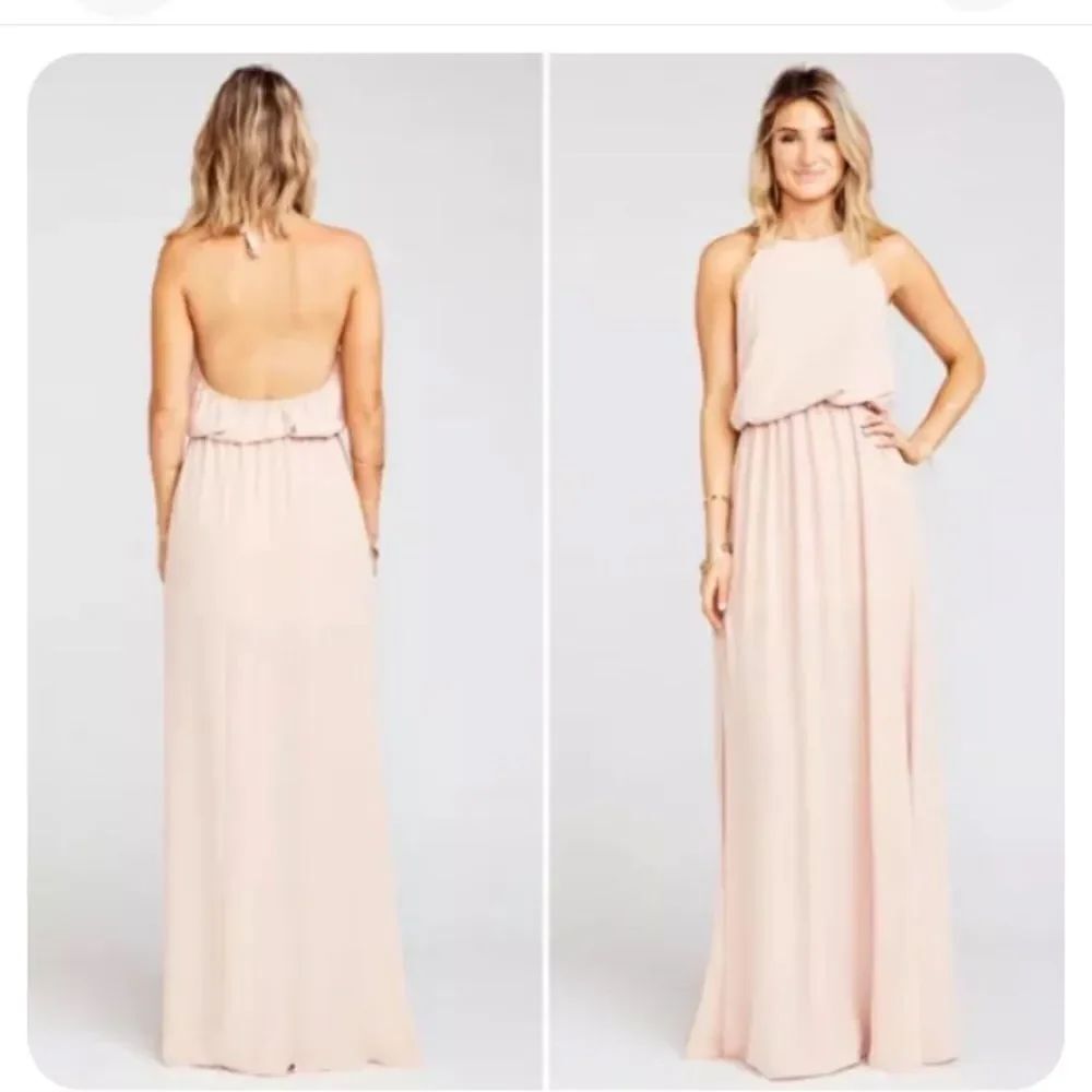 Show Me Your Mumu S blush powder pink  halter maxi cruise dress